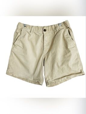 Bearbottom Men's Casual Cotton Elastic Waist Shorts in Khaki Large